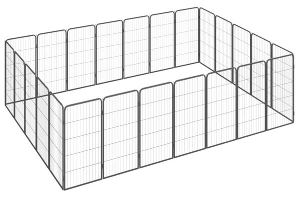 Kojec dla psa, 24 paneli, czarny, 50x100 cm, stal