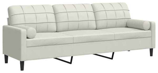 Sofa 3-osobowa z poduszkami, kremowa, 210 cm, aksamit