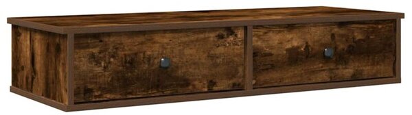 Półka ścienna z szufladami, przydymiony dąb, 100x37,5x19 cm