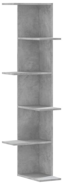 Narożna półka ścienna, szarość betonu, 36,5x36,5x140 cm