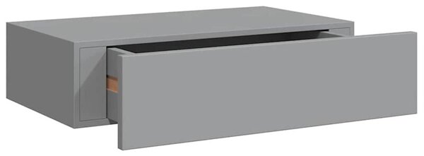 Półka ścienna z szufladą, szara, 40 x 23,5 x 10 cm, mdf