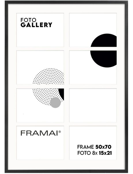 Ramka na zdjęcia 8 zdjęć 15x21 cm rama czarna foto galeria 50x70 cm FRAMAI®