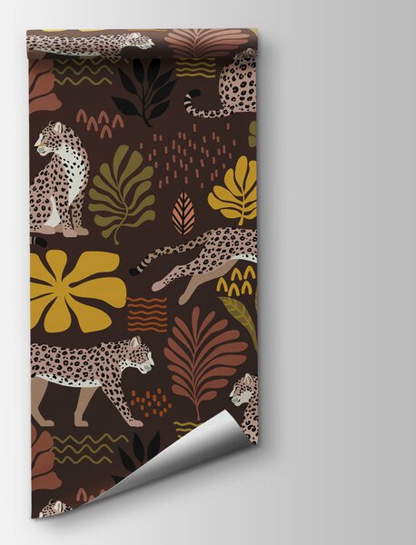 Fototapeta Wzór z lampartami i kwiatami, Fototapety Natura, Popularne Fototapety, t00941v3 - Tapeko.pl
