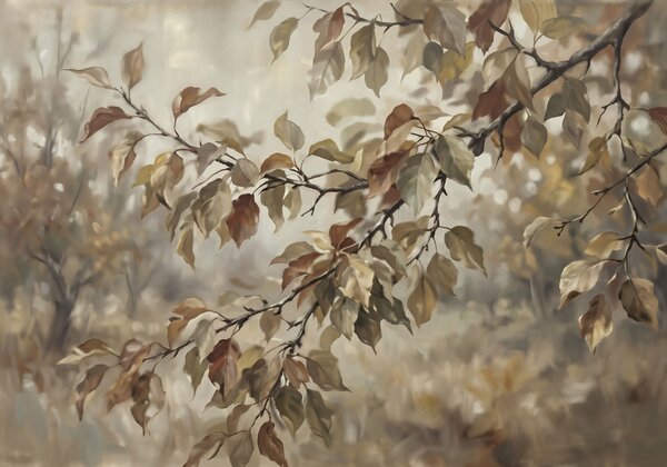 Fototapeta Gałąź drzewa z brązowymi liśćmi, Fototapety Natura, Popularne Fototapety, t00943 - Tapeko.pl