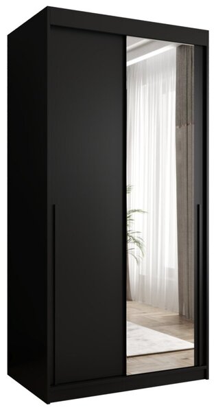 Szafa przesuwna z lustrem Garderoba SIMA T2 100 czarny + u. czarny