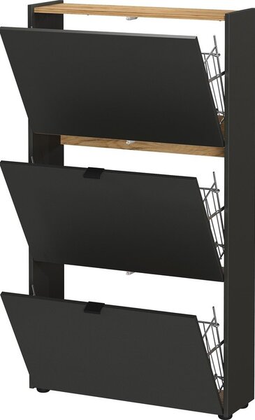 Antracytowa uchylna szafka na buty 71x127x22 cm Ameca – Germania