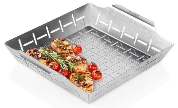 Koszyk do grillowania stalowy perforowany 27x23x5 cm