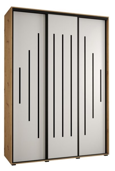 Szafa przesuwna wysoka Davos 12 180, gł. 60 cm artisan + biały + czarny