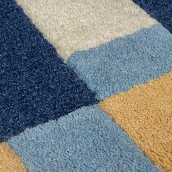 Niebieski wełniany chodnik tkany ręcznie 60x230 cm Kai Wool Border – Flair Rugs