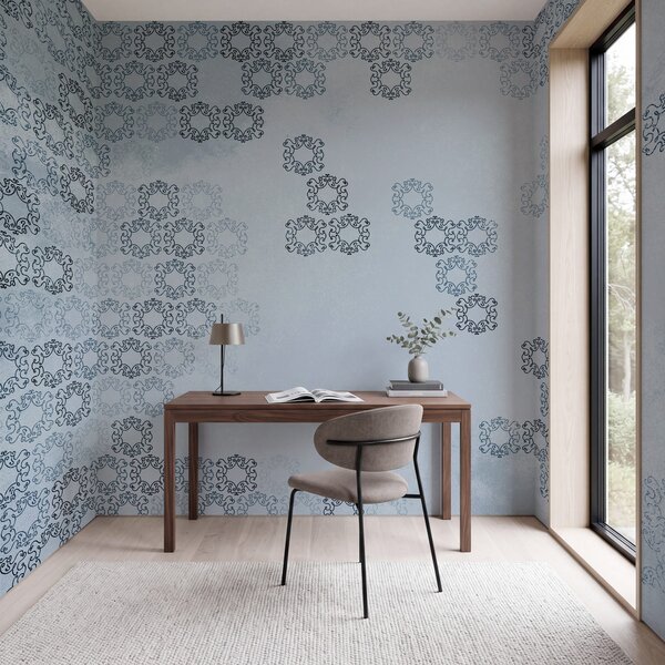 Fototapeta Niebieskie tło z czarno-białymi wzorami, Fototapety design, Popularne Fototapety, t00974v2 - Tapeko.pl