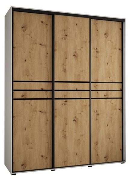 Szafa przesuwna wysoka Davos 10 190, gł. 60 cm biały + artisan + czarny
