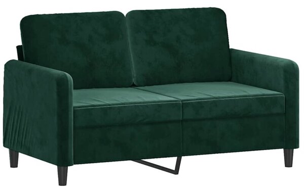 Sofa 2-osobowa, ciemnozielona, 120 cm, tapicerowana aksamitem