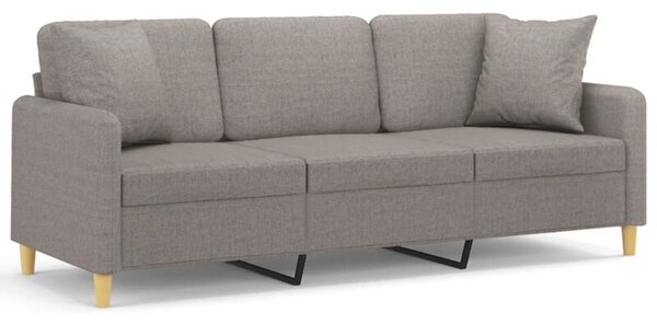 Sofa 3-osobowa z poduszkami, kolor taupe, 180 cm, tkanina
