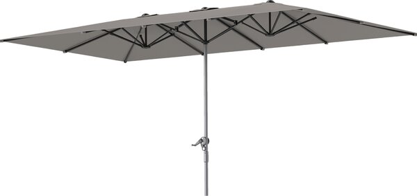Parasol podwójny Outsunny z korbką 451 x 264 cm, ochrona UV 50+, wiatroodporny parasol ogrodowy, parasol balkonowy, aluminiowy parasol rynkowy, ochrona przeciwsłoneczna na balkon, taras, ogród, ciemnoszary