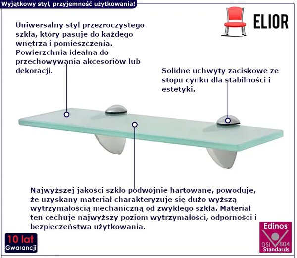 Wąska szklana półka 30x10 G1-T59