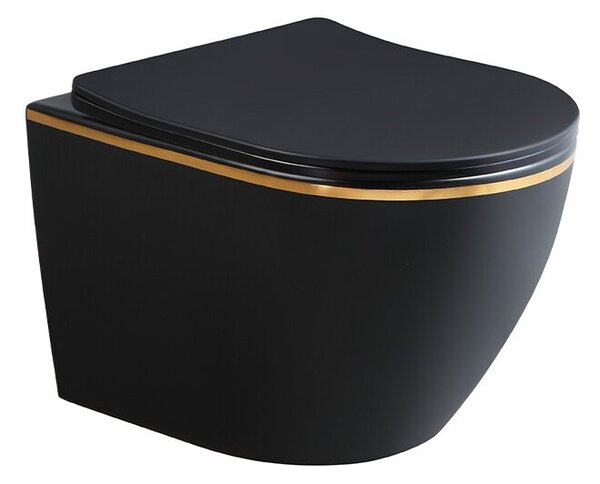 Miska WC HYDROSAN MIZU-BL-GL-RIM-03 Owalny Czarny mat / Złoty pasek
