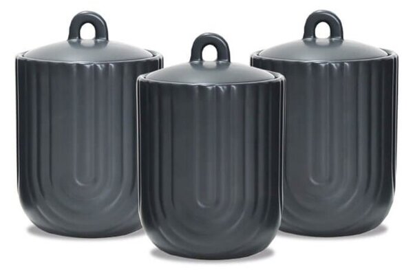 Zestaw 3 pojemników ceramicznych na kawę herbatę i cukier Line Work MAESTRO