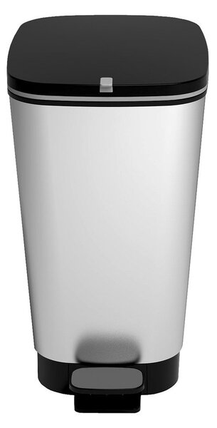 Plastikowy kosz na śmieci z pedałem w kolorze srebra 45 l Chic Bin – KIS