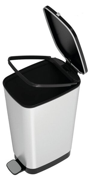Plastikowy kosz na śmieci z pedałem w kolorze srebra 45 l Chic Bin – KIS