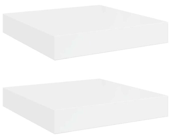 Półki ścienne 2 szt., białe, wysoki połysk, 23x23,5x3,8 cm, mdf