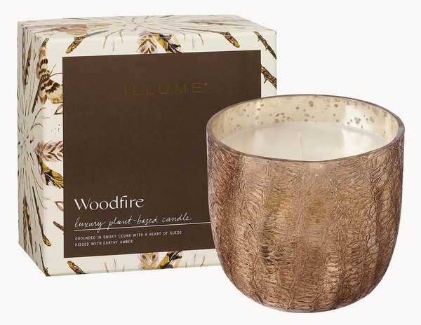 Świeca zapachowa Woodfire (bursztyn, zamsz, drzewo cedrowe)