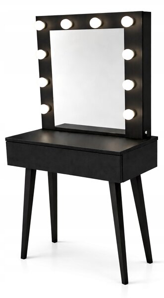 Toaletka z lustrem "LENA BLACK "mat, 75cm, bukowe czarne nóżki
