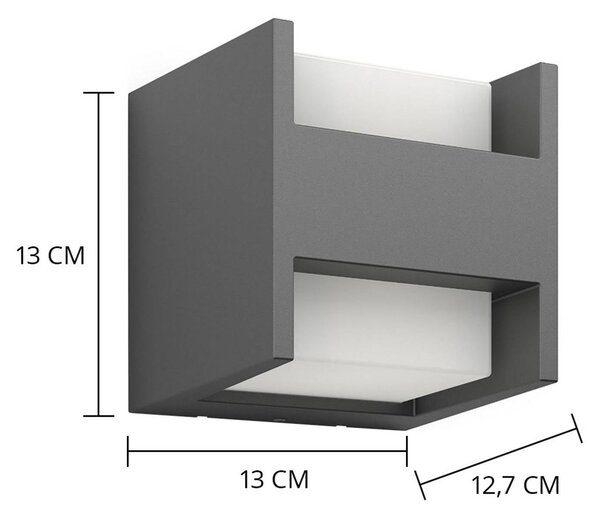 Philips Kinkiet zewnętrzny LED Arbour, aluminiowy / szary / cynkowy, aluminium, nowoczesny