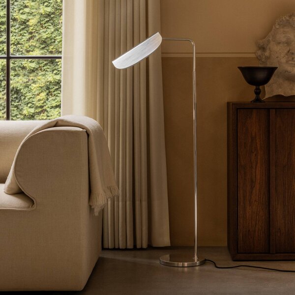 Audo Copenhagen Lampa stojąca Wing, możliwość ściemniania, aluminiowy / szary / cynkowy, salon / jadalnia, aluminium, design