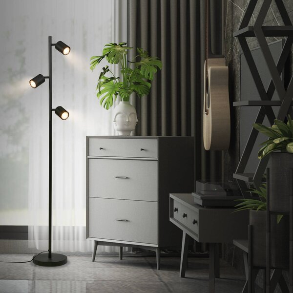 Briloner Lampa stojąca Ida, czarny, salon / jadalnia, metal, nowoczesny
