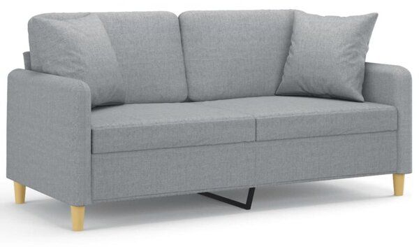 Sofa 2-osobowa z poduszkami, jasnoszara, 140 cm, tkanina