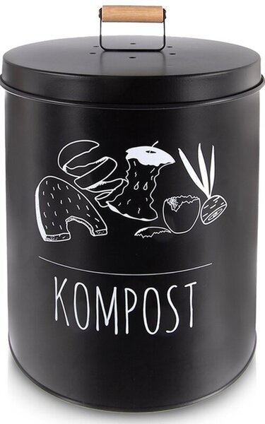 Kompostownik kuchenny z filtrem węglowym metalowy czarny BLACK 8 l