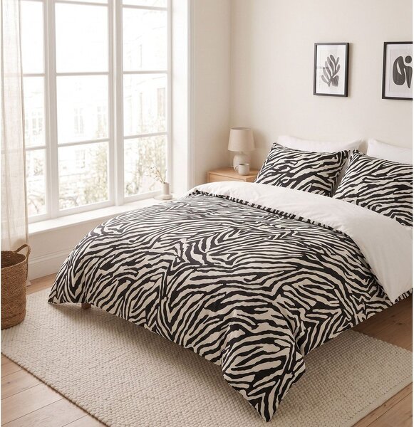 Czarna pościel jednoosobowa 200x140 cm Zebra – Mijolnir