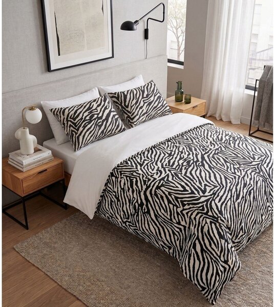 Czarna pościel jednoosobowa 200x140 cm Zebra – Mijolnir