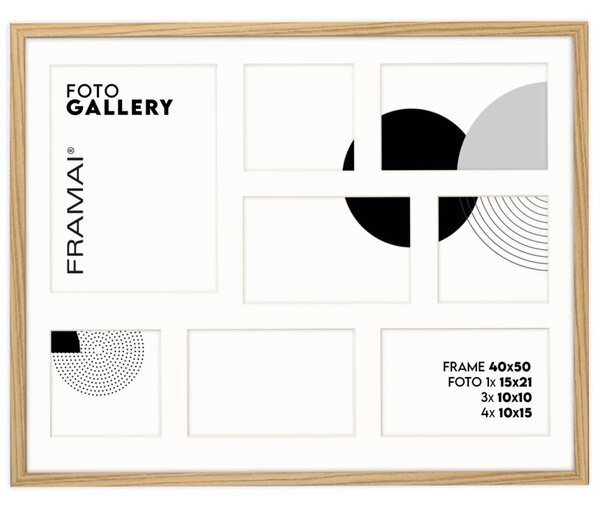 Ramka na zdjęcia 3x 10x10 cm 4x 10x15 cm 1x 15x21 cm kolor dębowy galeria na 8 zdjęć ramka 40x50 cm FRAMAI®