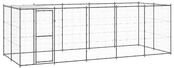 Kojec dla psa, z zadaszeniem, stalowy, 12,1 m²