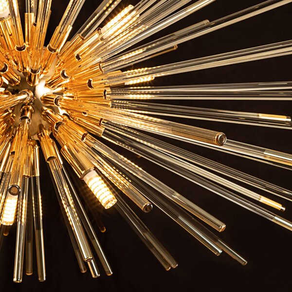 Schuller Valencia Lampa wisząca szklana Evasion, mosiężny / złoty, salon / jadalnia, metal