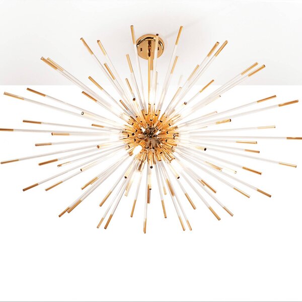 Schuller Valencia Lampa wisząca szklana Evasion, mosiężny / złoty, salon / jadalnia, metal