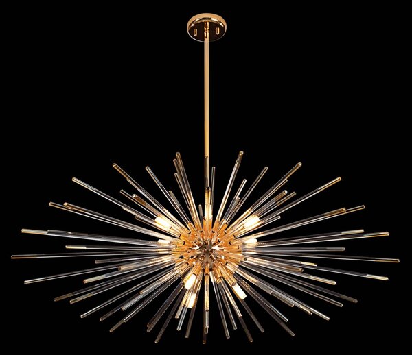 Schuller Valencia Lampa wisząca szklana Evasion, mosiężny / złoty, salon / jadalnia, metal