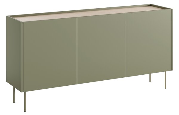 Komoda Desin 170 cm trzydrzwiowa - oliwka / dąb nagano