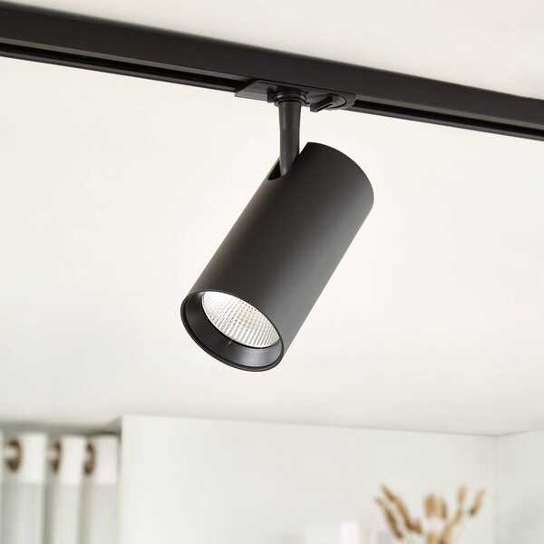 Reflektor szynowy LED Lindby Linaro, czarny, Ø 7 cm, aluminium, CCT Linaro Lindby, możliwość ściemniania, czarny, salon / jadalnia, aluminium, nowoczesny