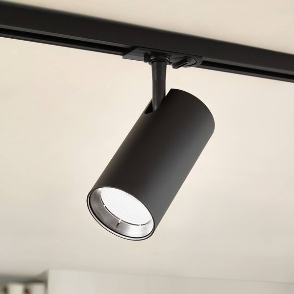 Reflektor szynowy LED Lindby Linaro, czarny, Ø 7 cm, aluminium, CCT Linaro Lindby, możliwość ściemniania, czarny, salon / jadalnia, aluminium, nowoczesny
