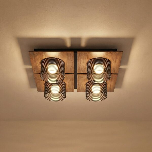 Lampa sufitowa Eiko Lucande, ciemne drewno, salon / jadalnia, tworzywo sztuczne, nowoczesny