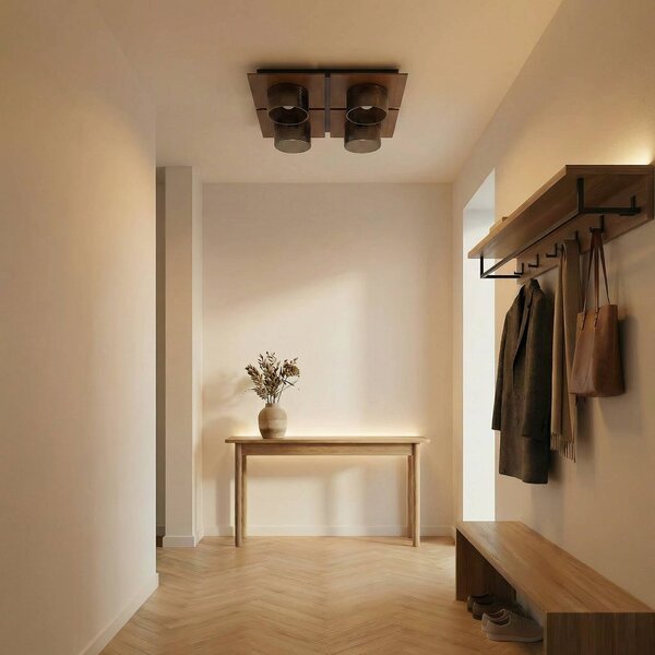 Lampa sufitowa Eiko Lucande, ciemne drewno, salon / jadalnia, tworzywo sztuczne, nowoczesny