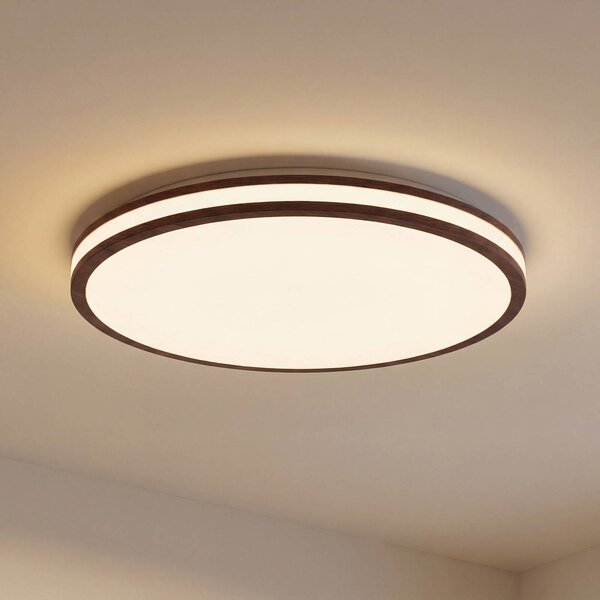 Lampa sufitowa Emiva Lindby, możliwość ściemniania, ciemne drewno, salon / jadalnia, drewno, nowoczesny