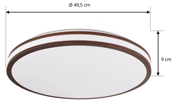 Lampa sufitowa Emiva Lindby, możliwość ściemniania, ciemne drewno, salon / jadalnia, drewno, nowoczesny