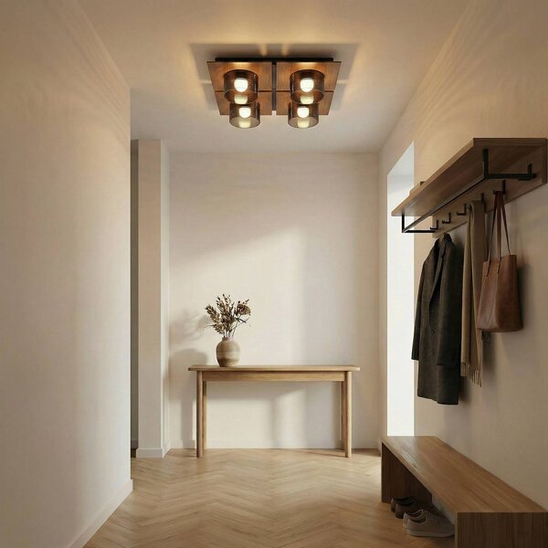 Lampa sufitowa Eiko Lucande, ciemne drewno, salon / jadalnia, tworzywo sztuczne, nowoczesny