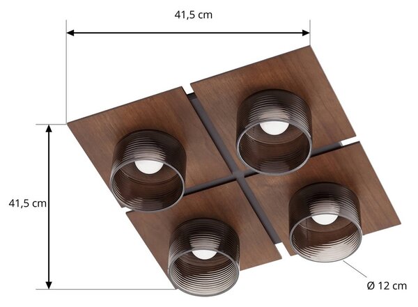 Lampa sufitowa Eiko Lucande, ciemne drewno, salon / jadalnia, tworzywo sztuczne, nowoczesny