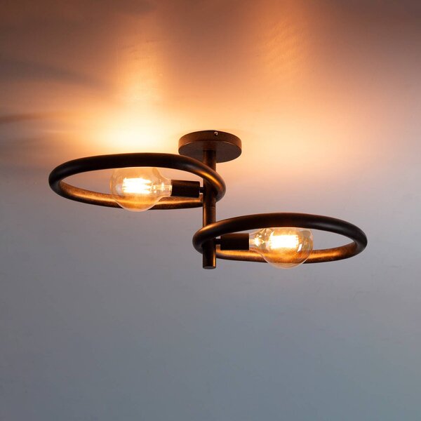 ZIJLSTRA Lampa sufitowa Pebble, możliwość ściemniania, czarny, salon / jadalnia, metal, nowoczesny