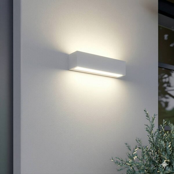 Kinkiet zewnętrzny LED Lengo Lucande, biały / opal, aluminium, nowoczesny