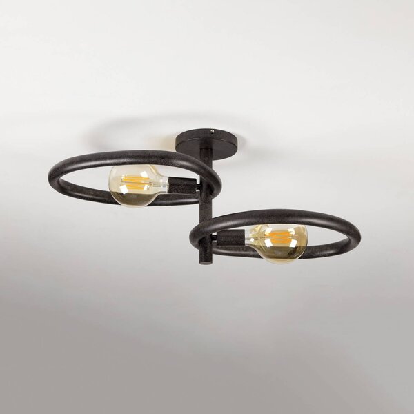 ZIJLSTRA Lampa sufitowa Pebble, możliwość ściemniania, czarny, salon / jadalnia, metal, nowoczesny